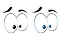 Colorful and monochrome Cartoon Funny Eyes. Vector Isolated illustration on white background Royalty Free Stock Photo